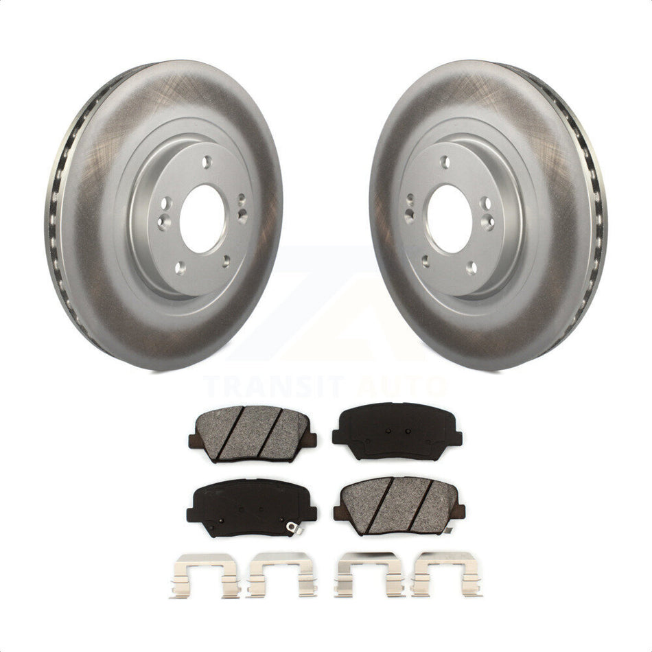 Front Coated Disc Brake Rotors And Semi-Metallic Pads Kit For Hyundai Santa Fe Sport Kia Sorento KGS-100475 by Transit Auto