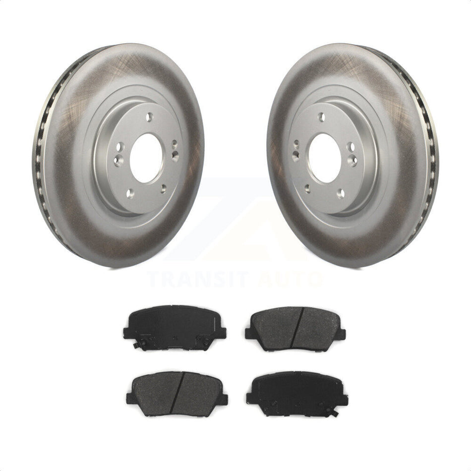 Front Coated Disc Brake Rotors And Semi-Metallic Pads Kit For Kia Sorento Hyundai Santa Fe Sport KGS-100476 by Transit Auto