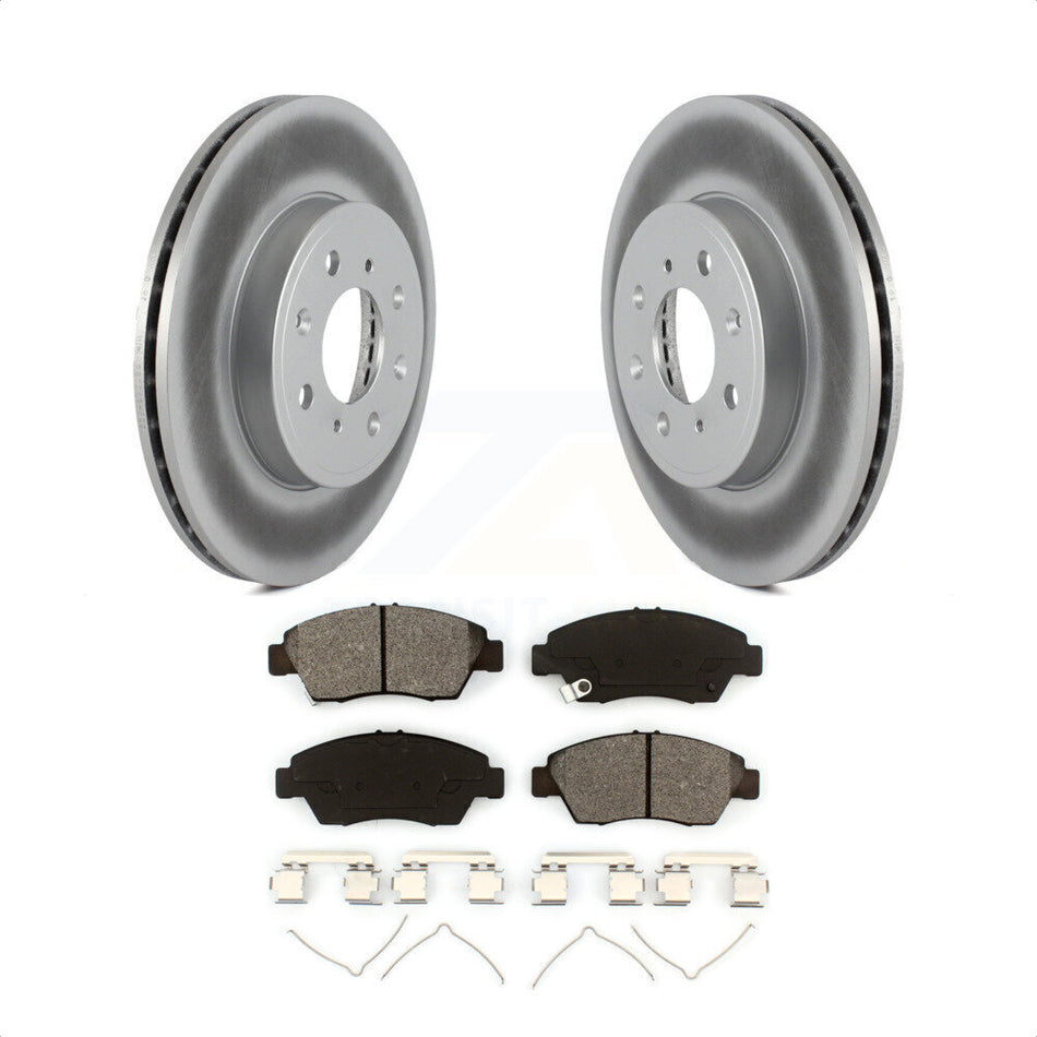 Front Coated Disc Brake Rotors And Semi-Metallic Pads Kit For Honda Fit KGS-100492 by Transit Auto