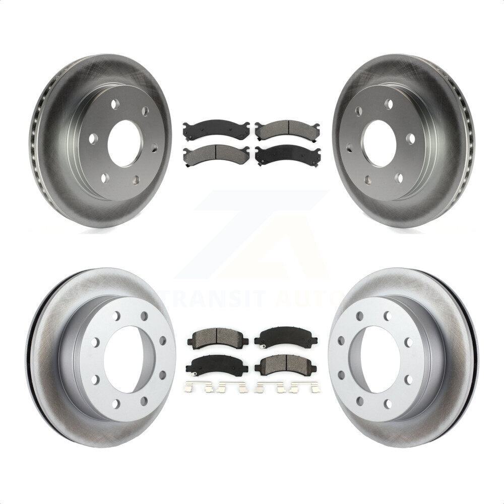 Front Rear Coated Disc Brake Rotors And Semi-Metallic Pads Kit For 2006 Chevrolet Express 2500 GAS engine With 6 Lug Wheels KGS-100539 by Transit Auto