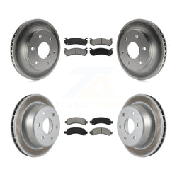 Front Rear Coated Disc Brake Rotors And Semi-Metallic Pads Kit For Chevrolet Tahoe GMC Suburban 1500 Yukon Avalanche XL Cadillac Escalade Express Savana KGS-100545