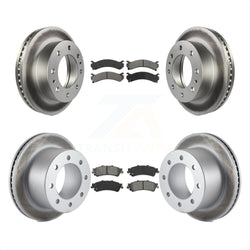 Front Rear Coated Disc Brake Rotors And Semi-Metallic Pads Kit For 2001-2001 Chevrolet Silverado 3500 GMC Sierra KGS-100554