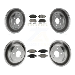 Front Rear Coated Disc Brake Rotors And Semi-Metallic Pads Kit For 2010 Pontiac G5 With Brakes KGS-100562