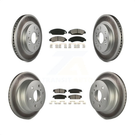 Front Rear Coated Disc Brake Rotors And Semi-Metallic Pads Kit For 2007-2007 Chevrolet Tahoe GMC Suburban 1500 Yukon Cadillac Avalanche XL Escalade ESV EXT KGS-100568 by Transit Auto