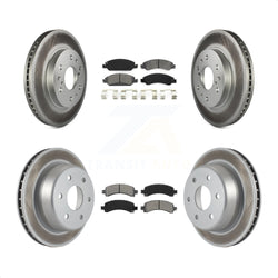 Front Rear Coated Disc Brake Rotors And Semi-Metallic Pads Kit For 2009-2014 Chevrolet Express 1500 GMC Savana KGS-100571