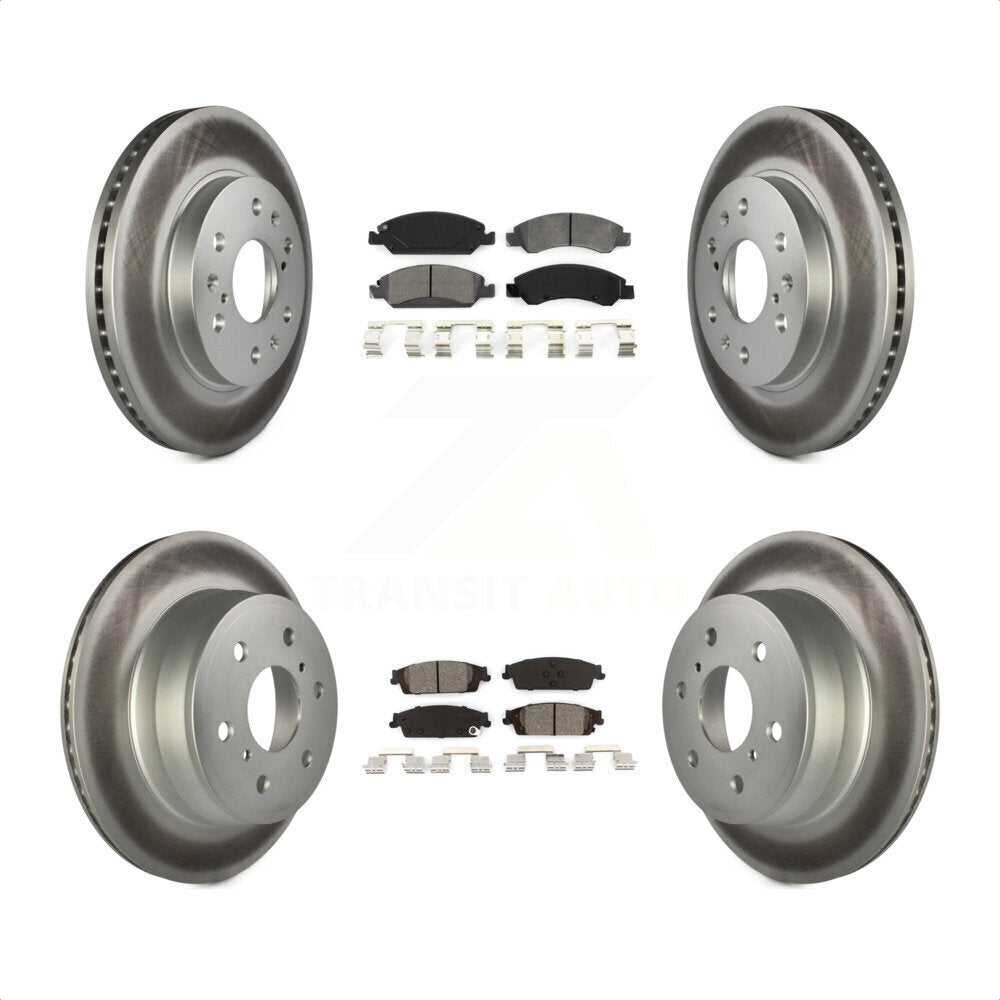 Front Rear Coated Disc Brake Rotors And Semi-Metallic Pads Kit For Chevrolet Silverado 1500 GMC Sierra Tahoe Suburban Yukon Cadillac XL Escalade ESV KGS-100573 by Transit Auto