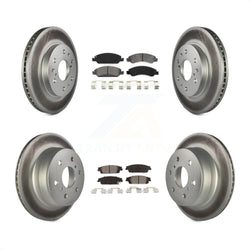 Front Rear Coated Disc Brake Rotors And Semi-Metallic Pads Kit For Chevrolet Silverado 1500 GMC Sierra Tahoe Suburban Yukon Cadillac XL Escalade ESV KGS-100573