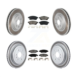 Front Rear Coated Disc Brake Rotors And Semi-Metallic Pads Kit For Cadillac SRX Saab 9-4X KGS-100592