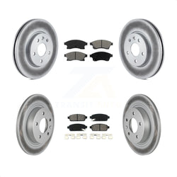 Front Rear Coated Disc Brake Rotors And Semi-Metallic Pads Kit For 2013 Chevrolet Cruze With 292mm Diameter Rotor KGS-100594