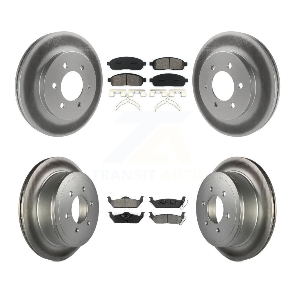 Front Rear Coated Disc Brake Rotors And Semi-Metallic Pads Kit For Ford F-150 Lincoln Mark LT 4WD KGS-100617 by Transit Auto