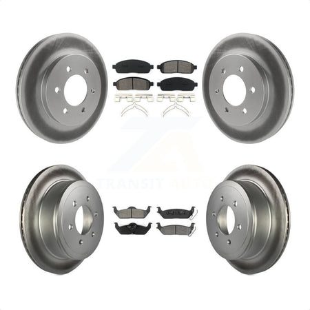 Front Rear Coated Disc Brake Rotors And Semi-Metallic Pads Kit For Ford F-150 Lincoln Mark LT 4WD KGS-100617 by Transit Auto