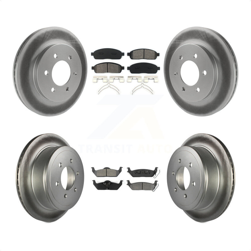 Front Rear Coated Disc Brake Rotors And Semi-Metallic Pads Kit For Ford F-150 Lincoln Mark LT 4WD KGS-100617 by Transit Auto