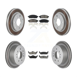 Front Rear Coated Disc Brake Rotors And Semi-Metallic Pads Kit For Ford F-150 Lincoln Mark LT 4WD KGS-100618