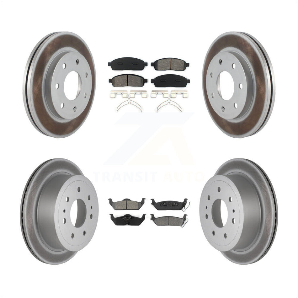 Front Rear Coated Disc Brake Rotors And Semi-Metallic Pads Kit For Ford F-150 Lincoln Mark LT 4WD KGS-100618 by Transit Auto