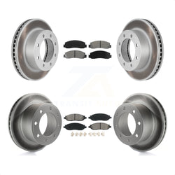 Front Rear Coated Disc Brake Rotors And Semi-Metallic Pads Kit For Ford F-250 Super Duty F-350 KGS-100622