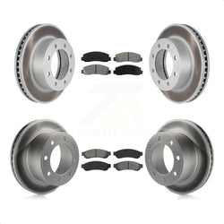 Front Rear Coated Disc Brake Rotors And Semi-Metallic Pads Kit For 2008-2009 Ford F-250 Super Duty 4WD KGS-100623