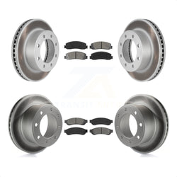 Front Rear Coated Disc Brake Rotors And Semi-Metallic Pads Kit For Ford F-250 Super Duty F-350 4WD KGS-100625