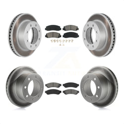 Front Rear Coated Disc Brake Rotors And Semi-Metallic Pads Kit For Ford F-250 Super Duty F-350 With Single Wheels 4WD KGS-100626