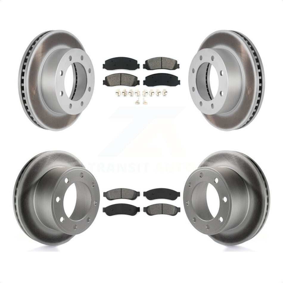 Front Rear Coated Disc Brake Rotors And Semi-Metallic Pads Kit For Ford F-250 Super Duty F-350 With Single Wheels 4WD KGS-100626 by Transit Auto