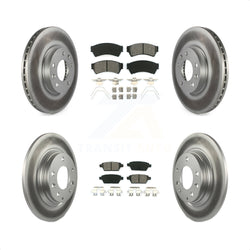 Front Rear Coated Disc Brake Rotors And Semi-Metallic Pads Kit For Ford Fusion Mazda 6 Lincoln MKZ Mercury Milan Zephyr KGS-100634