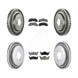 Front Rear Coated Disc Brake Rotors And Semi-Metallic Pads Kit For 2010-2017 Ford Expedition Lincoln Navigator KGS-100640