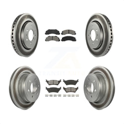 Front Rear Coated Disc Brake Rotors And Semi-Metallic Pads Kit For Ford F-150 KGS-100641