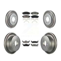 Front Rear Coated Disc Brake Rotors And Semi-Metallic Pads Kit For 2009 Ford F-150 With 6 Lug Wheels KGS-100647