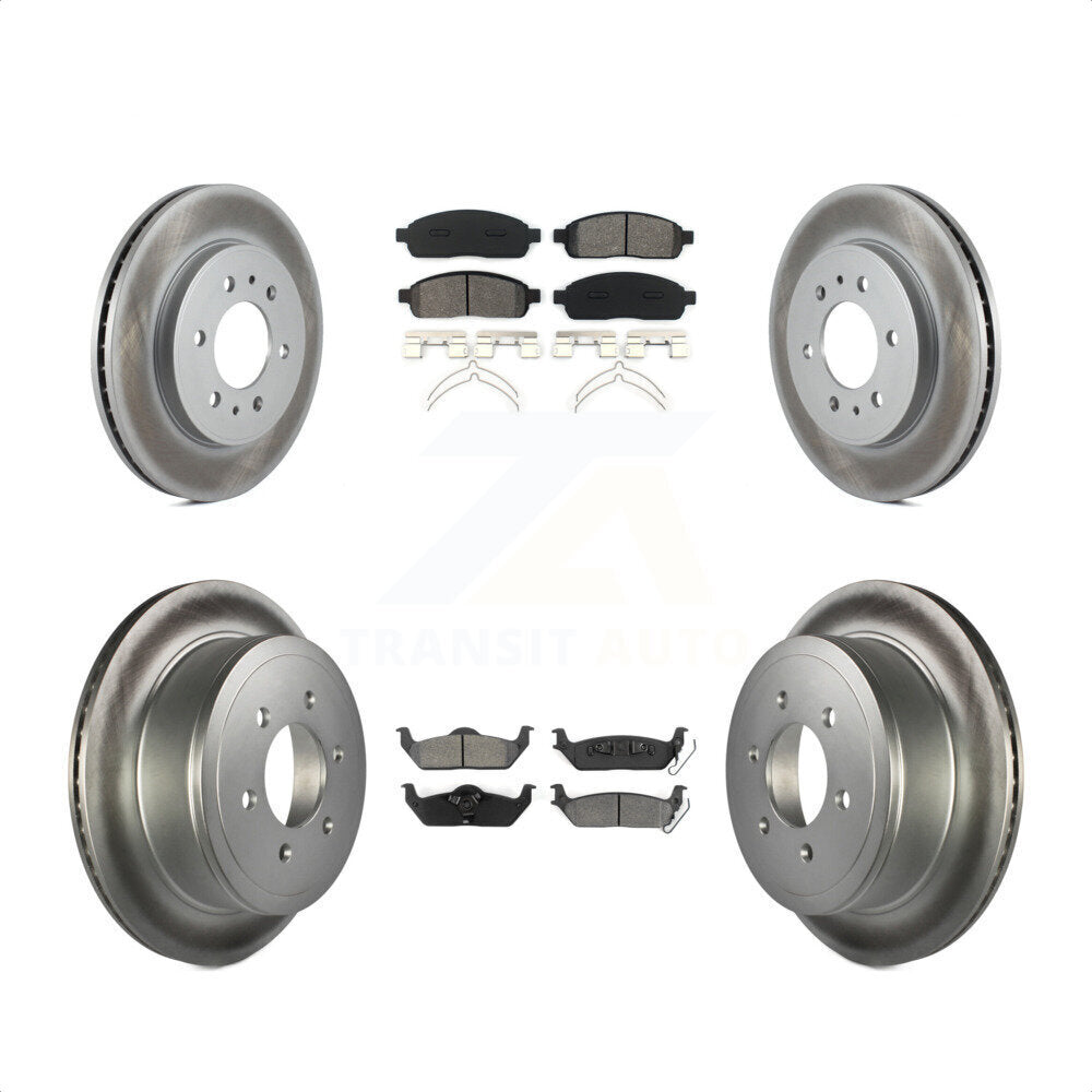 Front Rear Coated Disc Brake Rotors And Semi-Metallic Pads Kit For 2009 Ford F-150 With 6 Lug Wheels KGS-100647 by Transit Auto