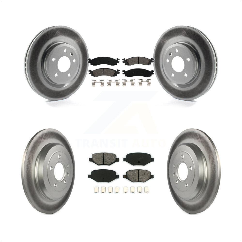 Front Rear Coated Disc Brake Rotors And Semi-Metallic Pads Kit For 2010-2012 Ford Taurus SHO KGS-100648 by Transit Auto