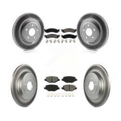 Front Rear Coated Disc Brake Rotors And Semi-Metallic Pads Kit For 2010-2012 Ford Taurus SHO KGS-100648