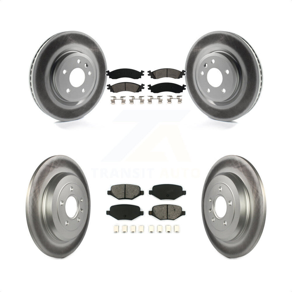 Front Rear Coated Disc Brake Rotors And Semi-Metallic Pads Kit For 2010-2012 Ford Taurus SHO KGS-100648 by Transit Auto