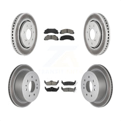 Front Rear Coated Disc Brake Rotors And Semi-Metallic Pads Kit For 2010-2011 Ford F-150 With 7 Lug Wheels KGS-100653