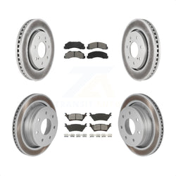 Front Rear Coated Disc Brake Rotors And Semi-Metallic Pads Kit For 2012-2014 Ford F-150 With 7 Lug Wheels KGS-100654