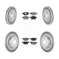 Front Rear Coated Disc Brake Rotors And Semi-Metallic Pads Kit For Ford Fusion Lincoln MKZ KGS-100661