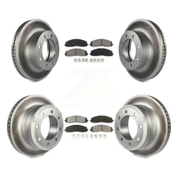 Front Rear Coated Disc Brake Rotors And Semi-Metallic Pads Kit For Ford F-250 Super Duty F-350 4WD KGS-100664