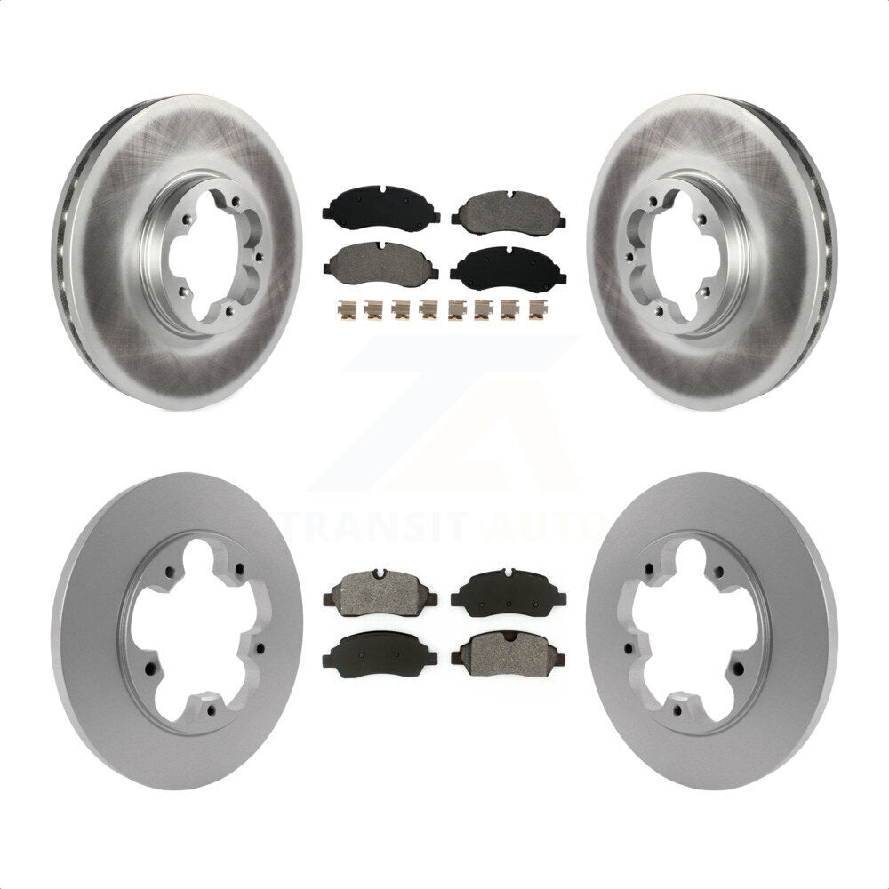 Front Rear Coated Disc Brake Rotors And Semi-Metallic Pads Kit For Ford Transit-250 Transit-350 Transit-150 With 5 Lug Wheels Without 4600 Lb Axle KGS-100666 by Transit Auto