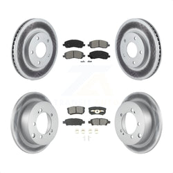 Front Rear Coated Disc Brake Rotors And Semi-Metallic Pads Kit For Mitsubishi Lancer KGS-100674