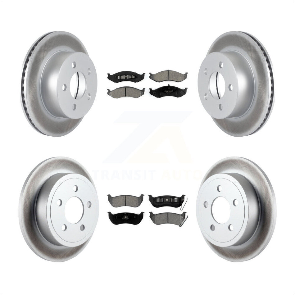 Front Rear Coated Disc Brake Rotors And Semi-Metallic Pads Kit For Jeep Wrangler TJ rear brakes KGS-100677 by Transit Auto