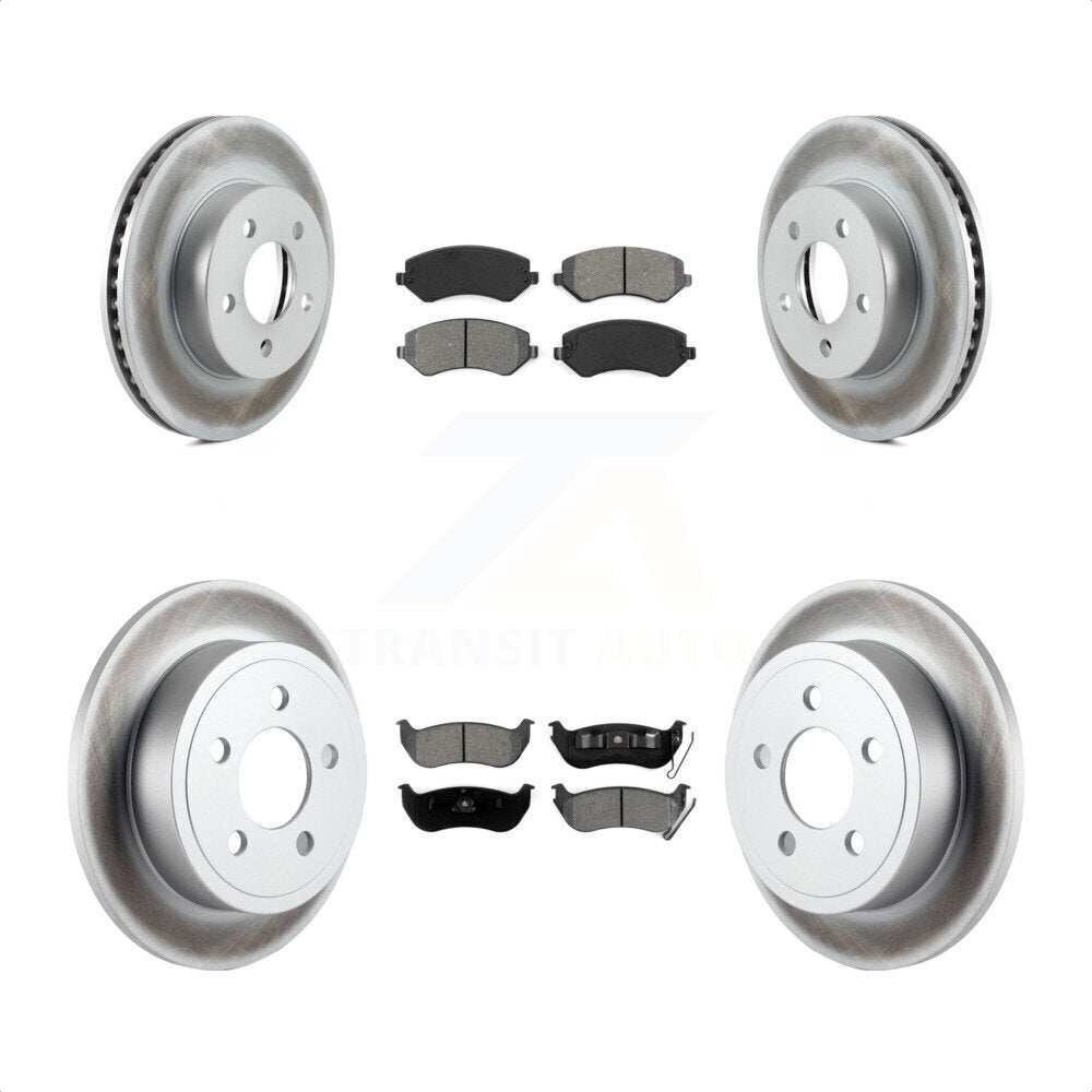 Front Rear Coated Disc Brake Rotors And Semi-Metallic Pads Kit For 2003-2007 Jeep Liberty KGS-100679 by Transit Auto