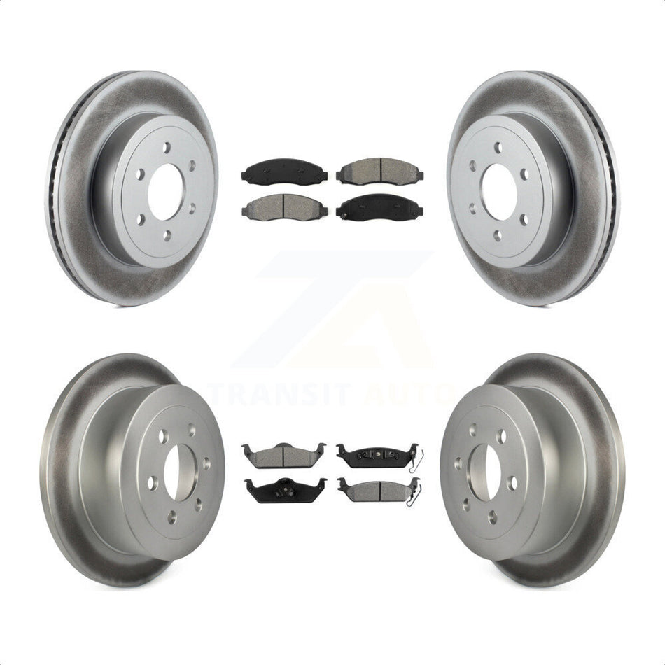 Front Rear Coated Disc Brake Rotors And Semi-Metallic Pads Kit For 2003-2004 Dodge Dakota KGS-100688 by Transit Auto