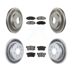 Front Rear Coated Disc Brake Rotors And Semi-Metallic Pads Kit For Honda Civic Acura EL KGS-100724
