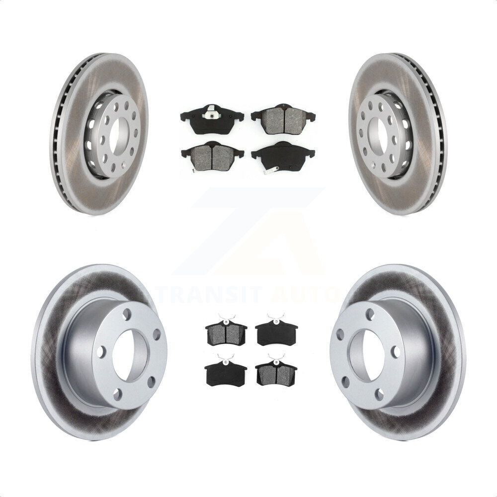 Front Rear Coated Disc Brake Rotors And Semi-Metallic Pads Kit For 1999 Volkswagen Passat FWD From Chassis VIN #3BX124708 KGS-100737 by Transit Auto