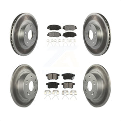 Front Rear Coated Disc Brake Rotors And Semi-Metallic Pads Kit For Honda Accord KGS-100764