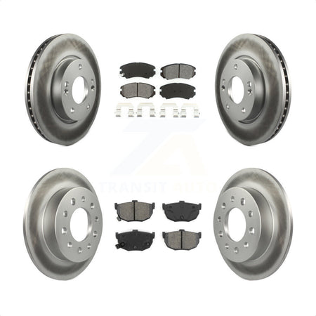 Front Rear Coated Disc Brake Rotors And Semi-Metallic Pads Kit For Hyundai Tiburon KGS-100818 by Transit Auto