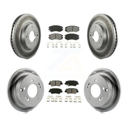 Front Rear Coated Disc Brake Rotors And Semi-Metallic Pads Kit For Hyundai Sonata 2.4L KGS-100820