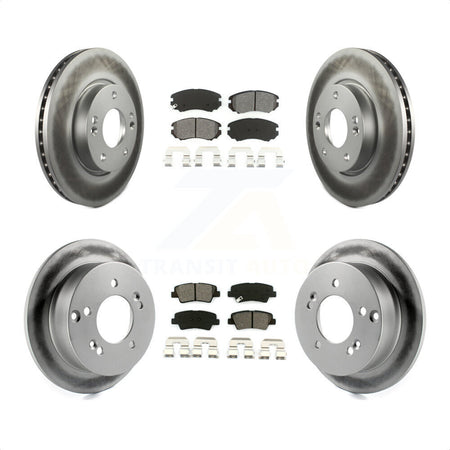 Front Rear Coated Disc Brake Rotors And Semi-Metallic Pads Kit For Hyundai Sonata 2.4L KGS-100820 by Transit Auto