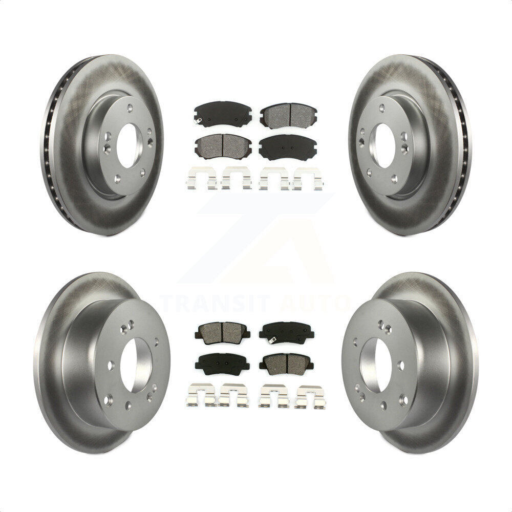 Front Rear Coated Disc Brake Rotors And Semi-Metallic Pads Kit For 2012-2013 Kia Soul KGS-100822 by Transit Auto
