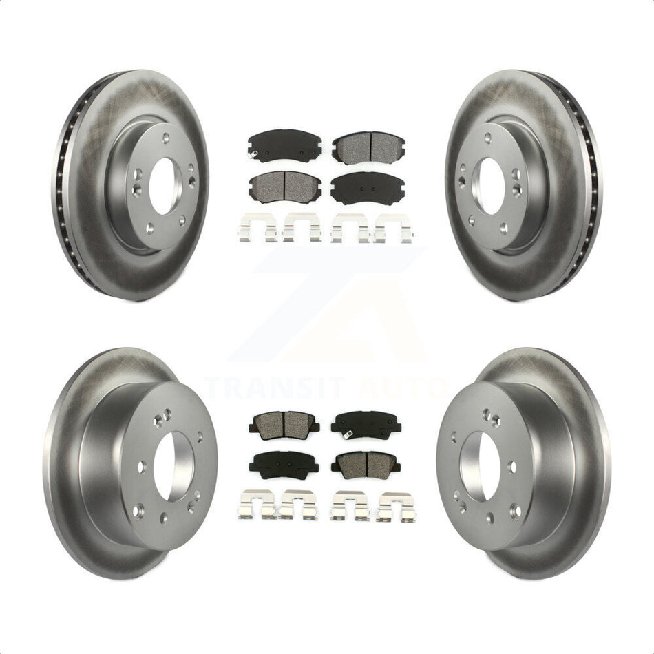 Front Rear Coated Disc Brake Rotors And Semi-Metallic Pads Kit For 2012-2013 Kia Soul KGS-100822 by Transit Auto