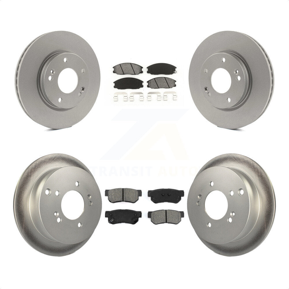 Front Rear Coated Disc Brake Rotors And Semi-Metallic Pads Kit For 2001-2006 Hyundai Santa Fe With 276mm Diameter Rotor KGS-100823 by Transit Auto