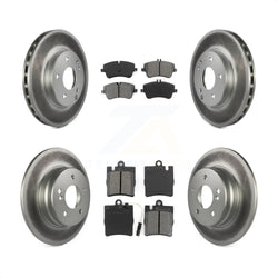 Front Rear Coated Disc Brake Rotors And Semi-Metallic Pads Kit For 2003-2005 Mercedes-Benz C240 Wagon with RWD KGS-100826